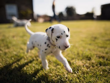 Dalmatian puppy with the breed's distinctive black-spotted white coat